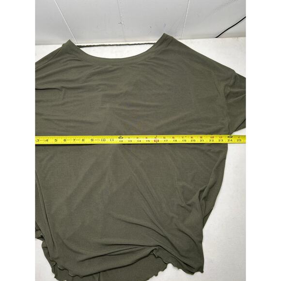 Free People Shimmy Shake Long Sleeve Top in Olive Green. Size M - Picture 6 of 7